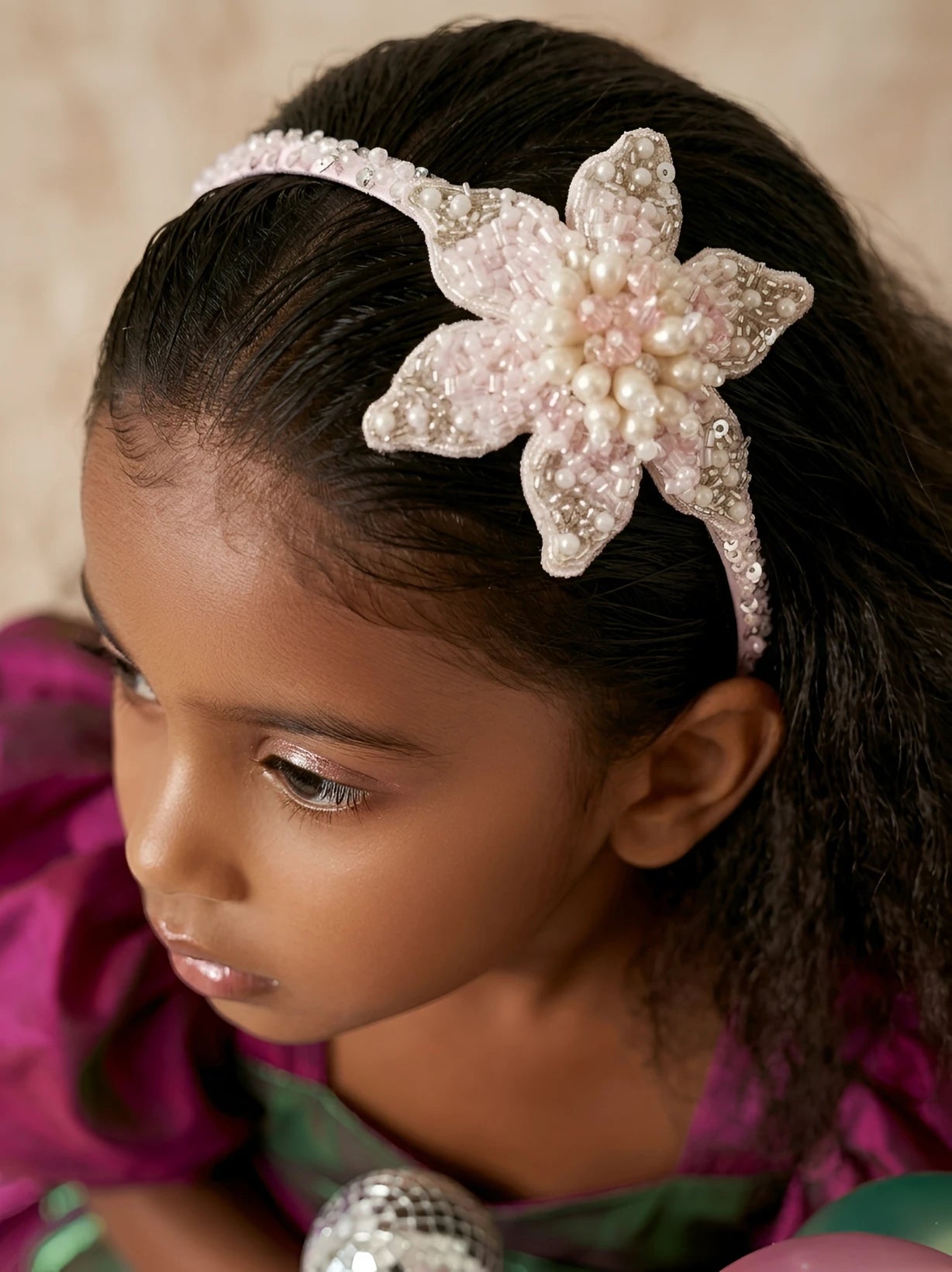 Pink Floral Pearl Hairband for Girls - Choko Kids' Accessory - Choko