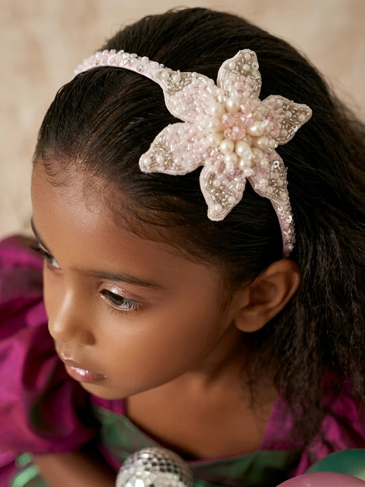 Pink Floral Pearl Hairband for Girls - Choko Kids' Accessory - Choko