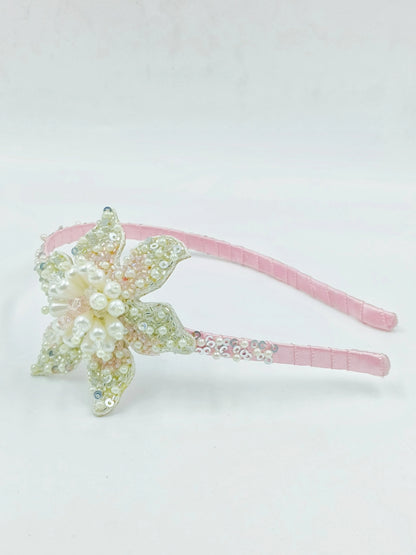 Pink Floral Pearl Hairband for Girls - Choko Kids' Accessory - Choko
