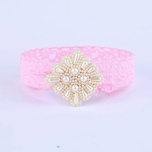 Choko - Pink Lace Pearl Headband for Baby Girls for Babies