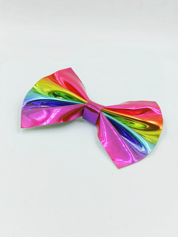 Choko Kids' Faux Leather Hair Clip - Metallic Finish - Pink, Purple & Green