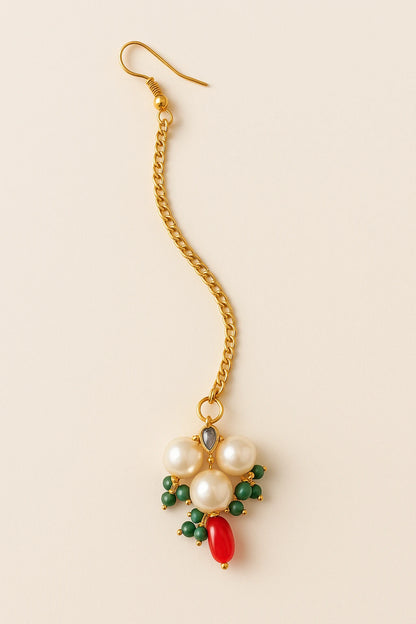 Choko "My First Festive" Beaded Maang Tikka - Traditional Red, Green & Gold | Festive