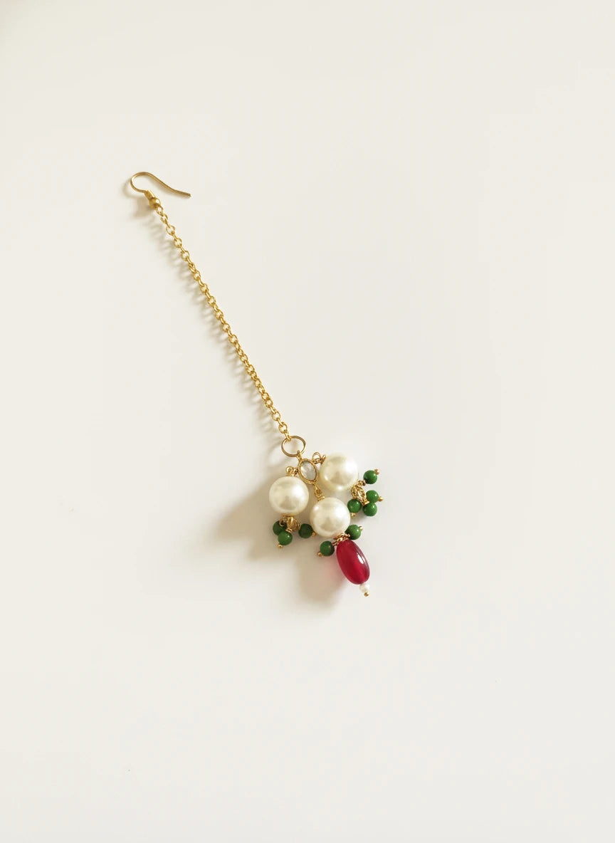 Choko "My First Festive" Beaded Maang Tikka - Traditional Red, Green & Gold | Festive