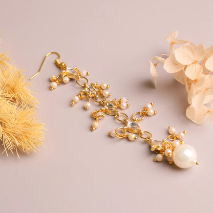 Choko Stone & Pearl Maang Tikka for Girls - Gold & White | Festive Ethnic