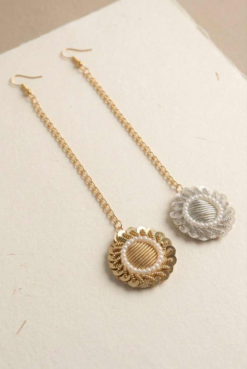 Choko Traditional Gota Patti Set of 2 Festive Styles Maang Tikka for Girls - Golden Silver & White