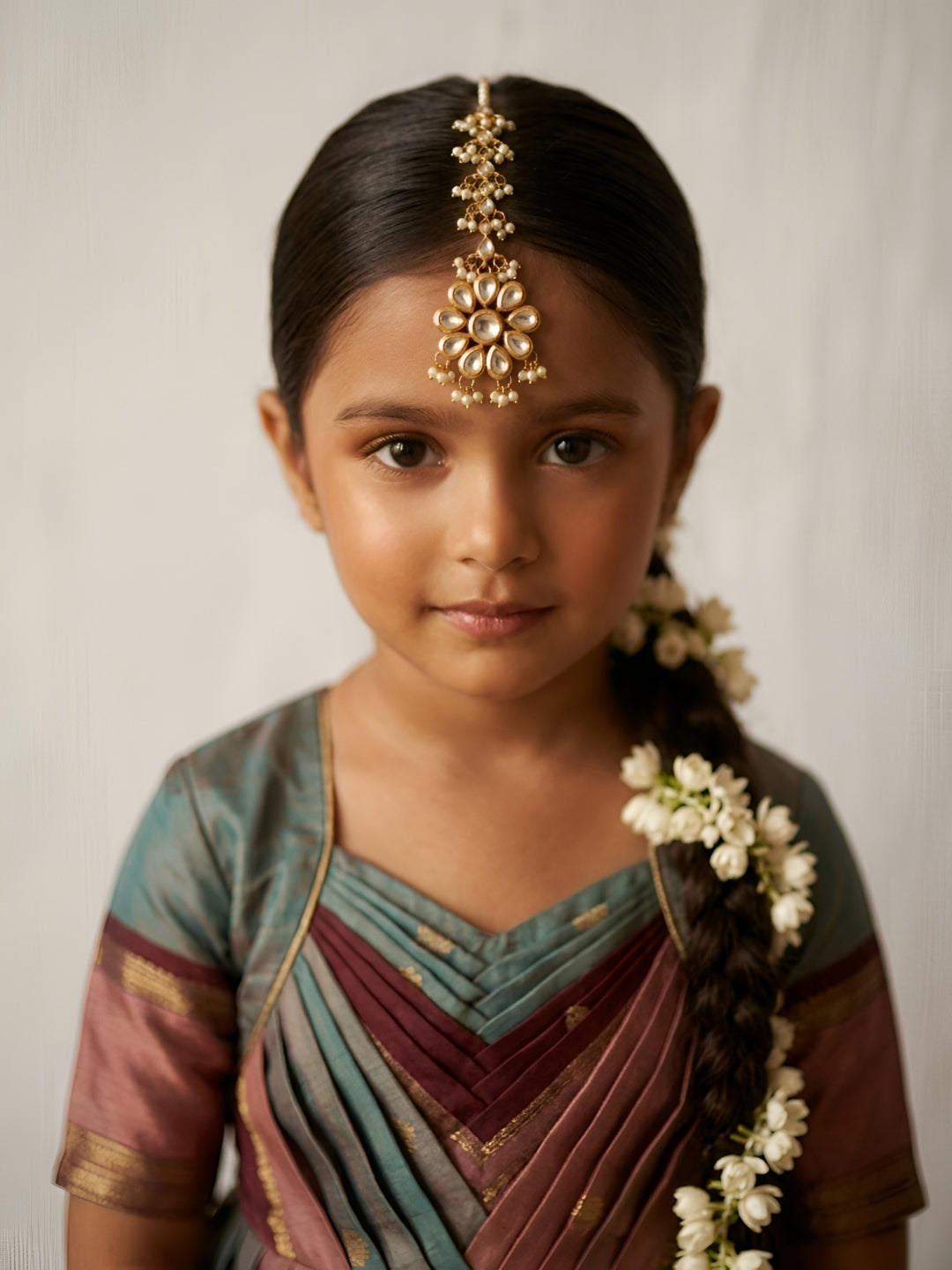Choko Gold Plated Floral Pearl Embellished Maang Tikka for Girls - Festive Hair Accessory