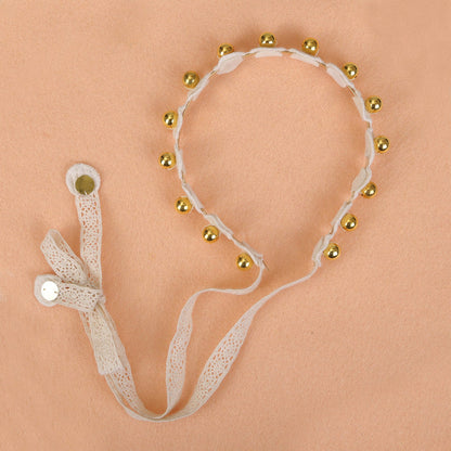 OffWhite & Gold Jeweled Tie-Down Hairband for Girls & Kids – Classy Diva Look Choko