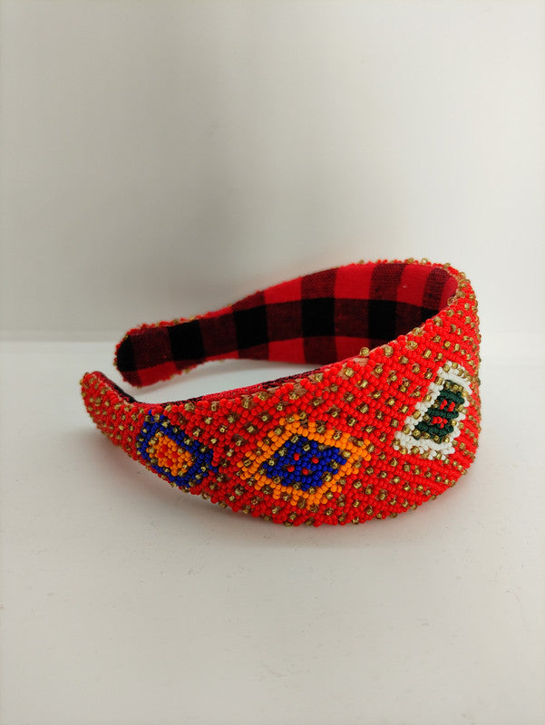 Choko Urban Chick Beaded Headband for Girls - Red