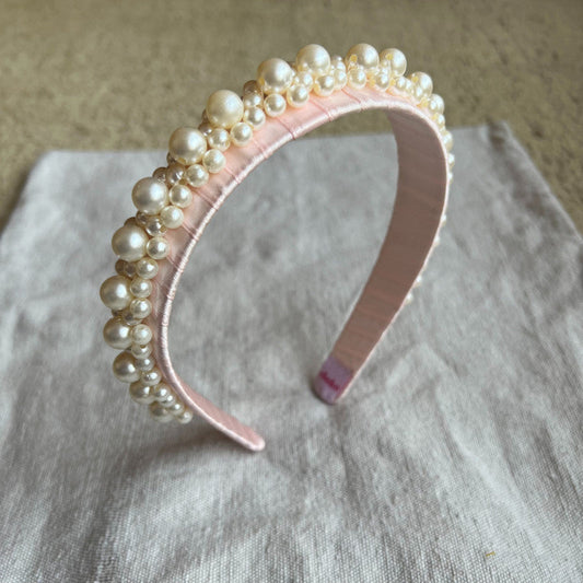 Queen's Glory Statement Pearl Hairband for Girls - Pink Choko