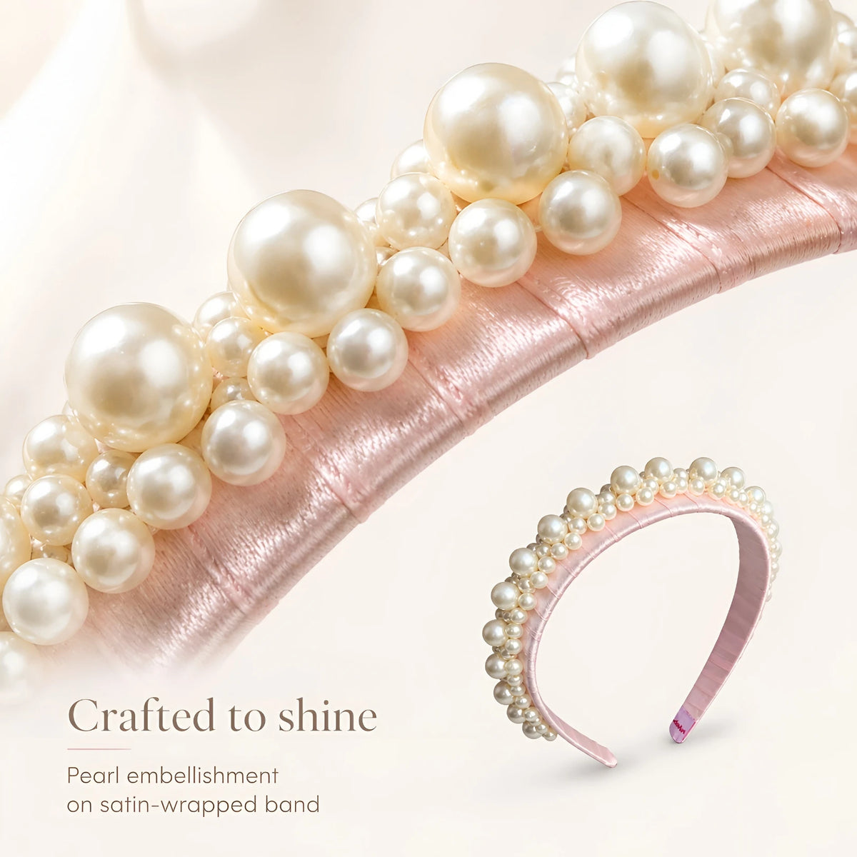 Queen's Glory Statement Pearl Hairband for Girls - Pink - Choko