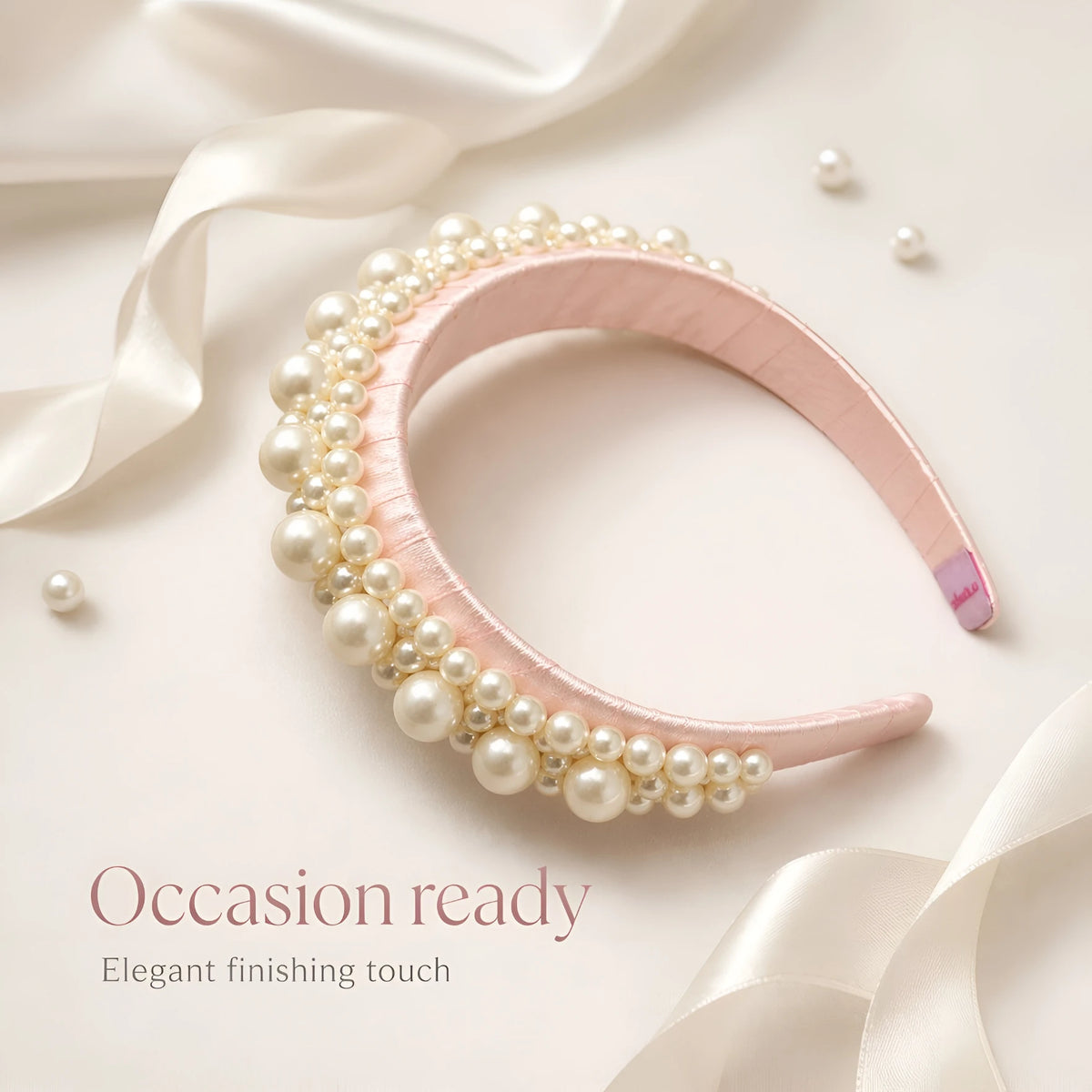 Queen's Glory Statement Pearl Hairband for Girls - Pink - Choko