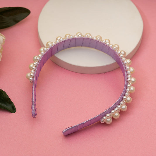 Queen's Glory Statement Pearl Hairband for Girls - Purple Choko