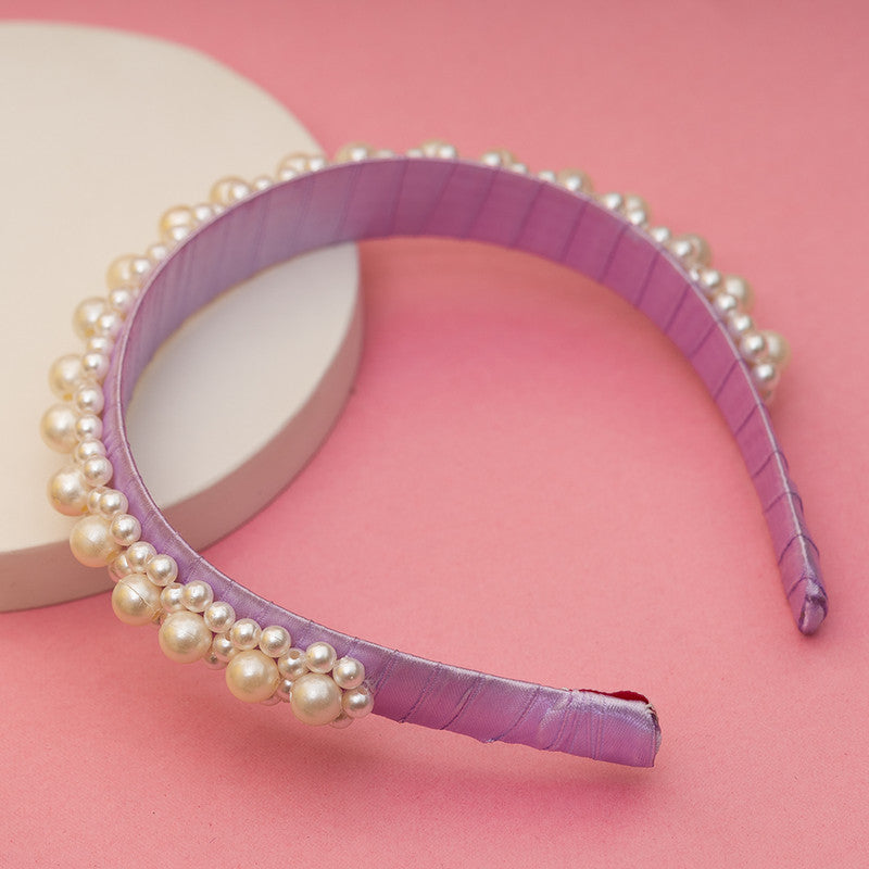 Queen’s Glory Statement Pearl Hairband for Girls – Purple Choko