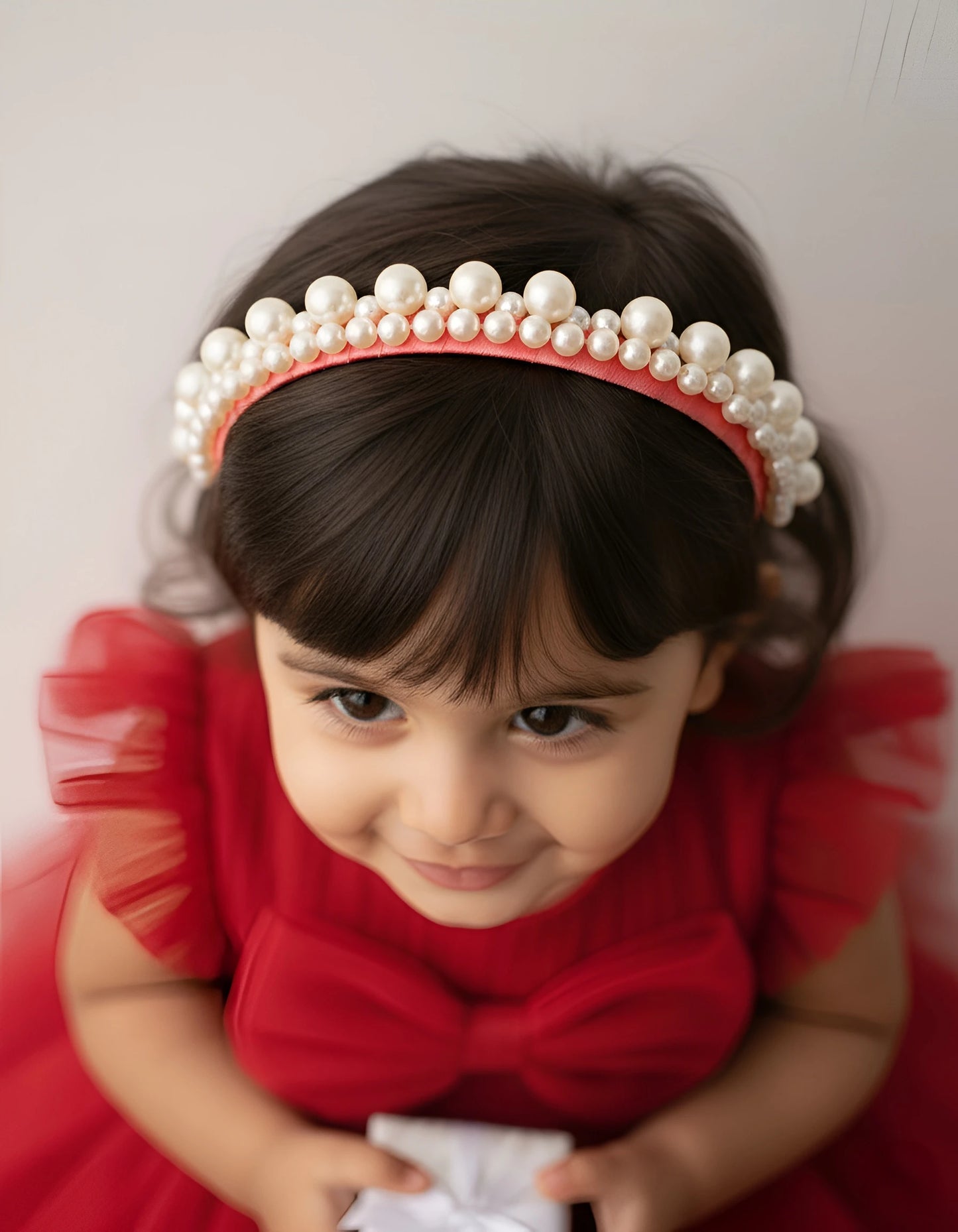 Choko Queen's Glory Statement Pearl Hair Band for Girls — Red - Choko