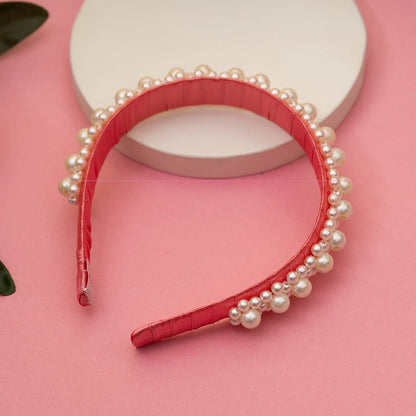 Choko Queen's Glory Statement Pearl Hair Band for Girls — Red - Choko