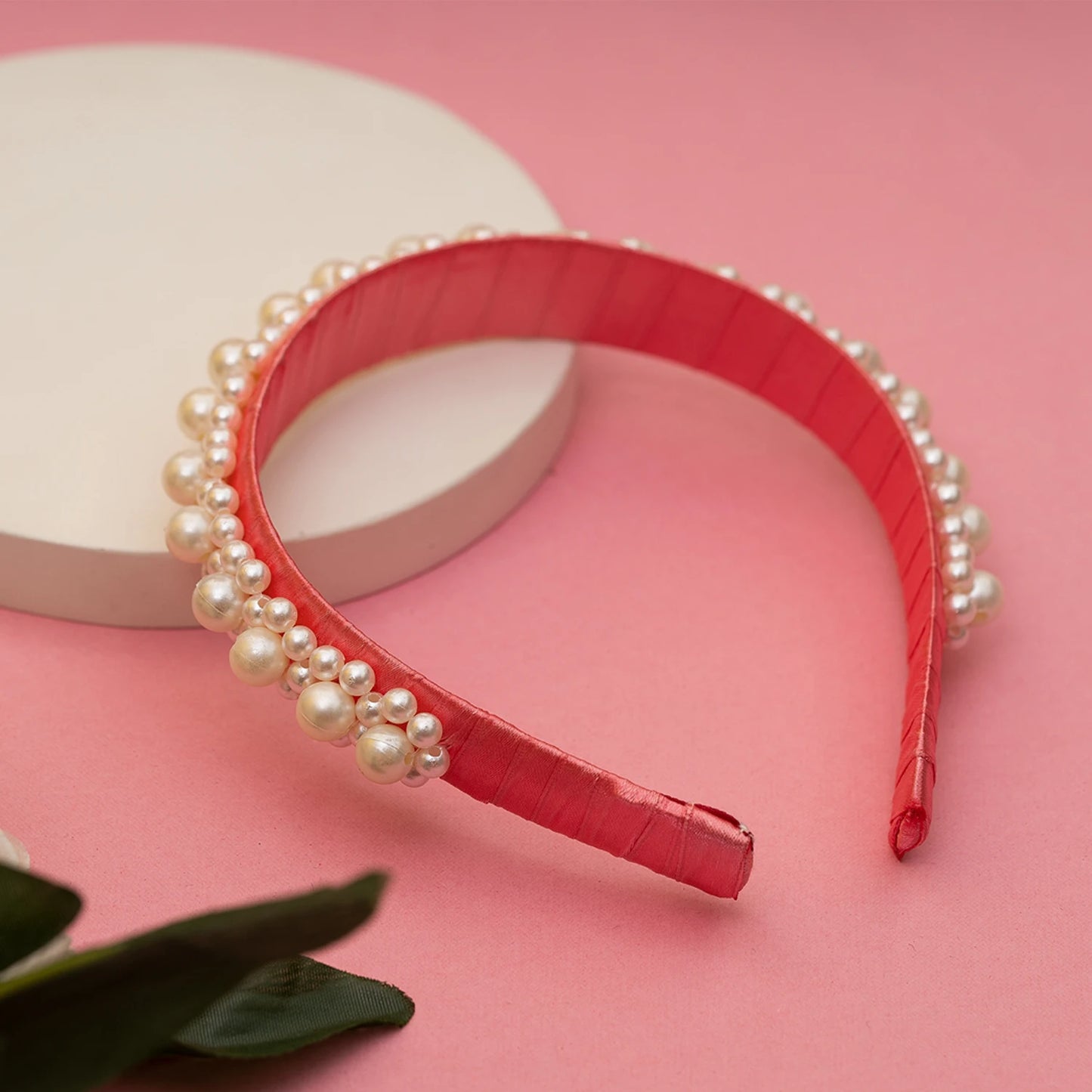 Choko Queen's Glory Statement Pearl Hair Band for Girls — Red - Choko