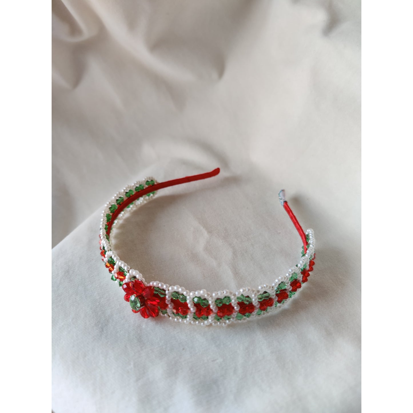 Choko Christmas Baby Girls Hair Band with Pearls for Girls - Red & Green kids hair accessory
