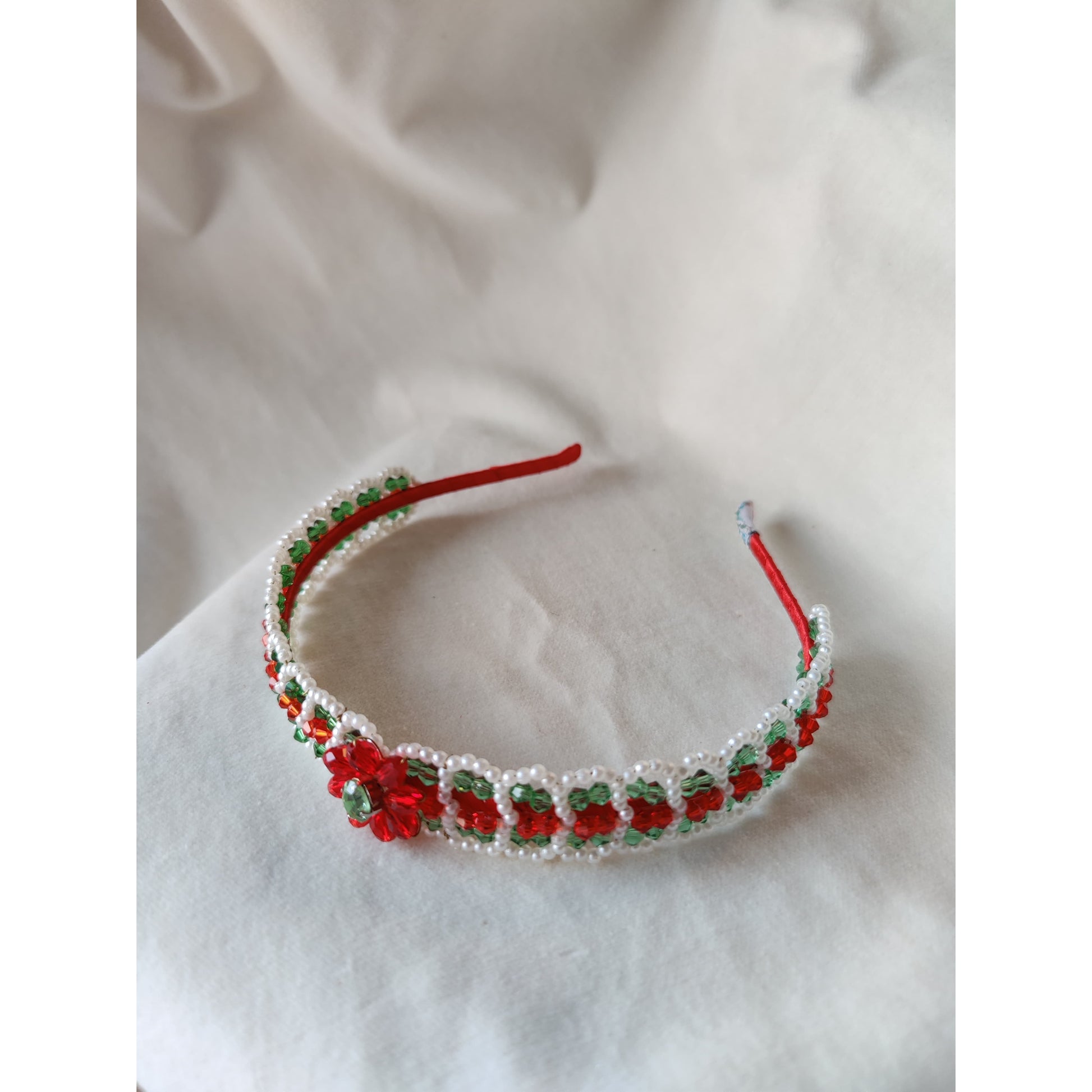 Choko Christmas Baby Girls Hair Band with Pearls for Girls - Red & Green kids hair accessory