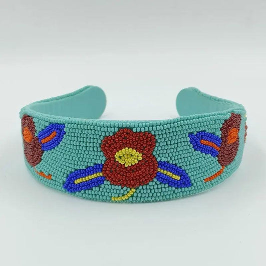 Tulips Blossom Beaded Broad Hair band Choko