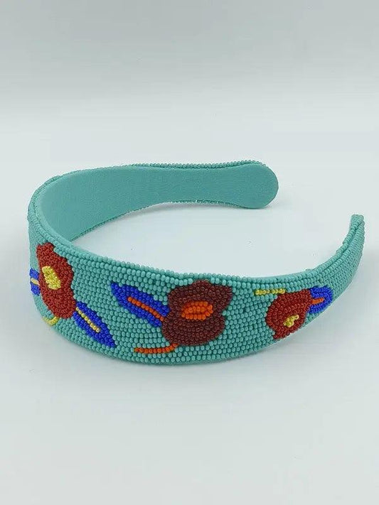 Tulips Blossom Beaded Broad Hair band Choko