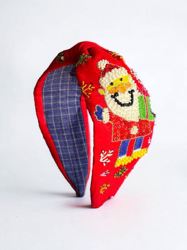 Choko Santa's Xmas Hair Band for Girls in Santa Red, White & Green, Christmas Kids Hair Accessory