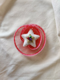 Choko Festive Christmas Star Sparkle Hair Clip with Net for Girls - Red kids hair accessory