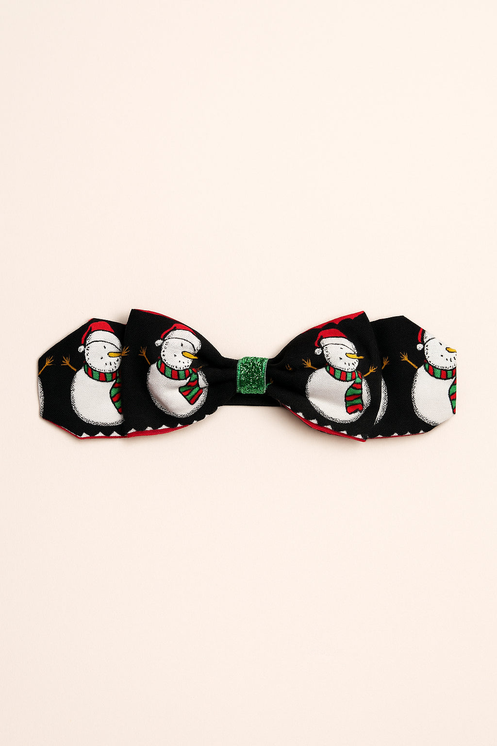 Choko Snowman Glitter Bow Hair Clip for Girls - Fun Festive Print Christmas Hair Accessory for Kids - Black